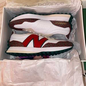 NWB NEVER WORN CASABLANCA RED MONOGRAM NEW BALANCE 327 size 11